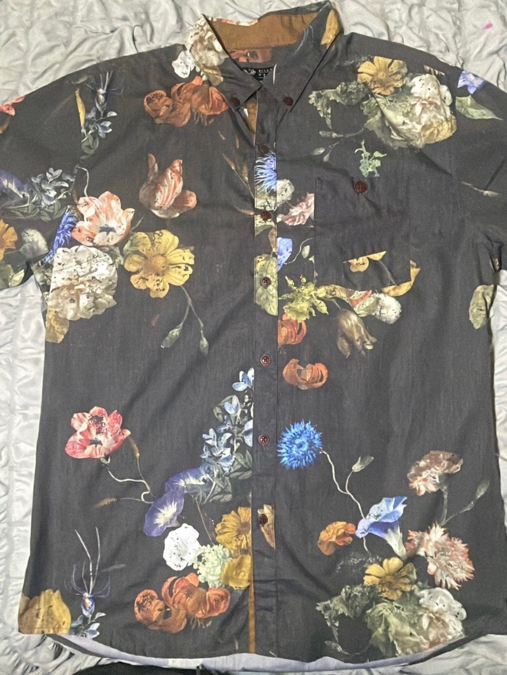 Billabong grey  Floral Button-Up Shirt